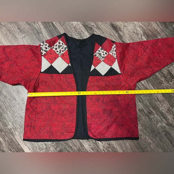 NEW? Handmade QUILTED Jacket XXL Cotton RED White BLACK - Picture 10 of 11